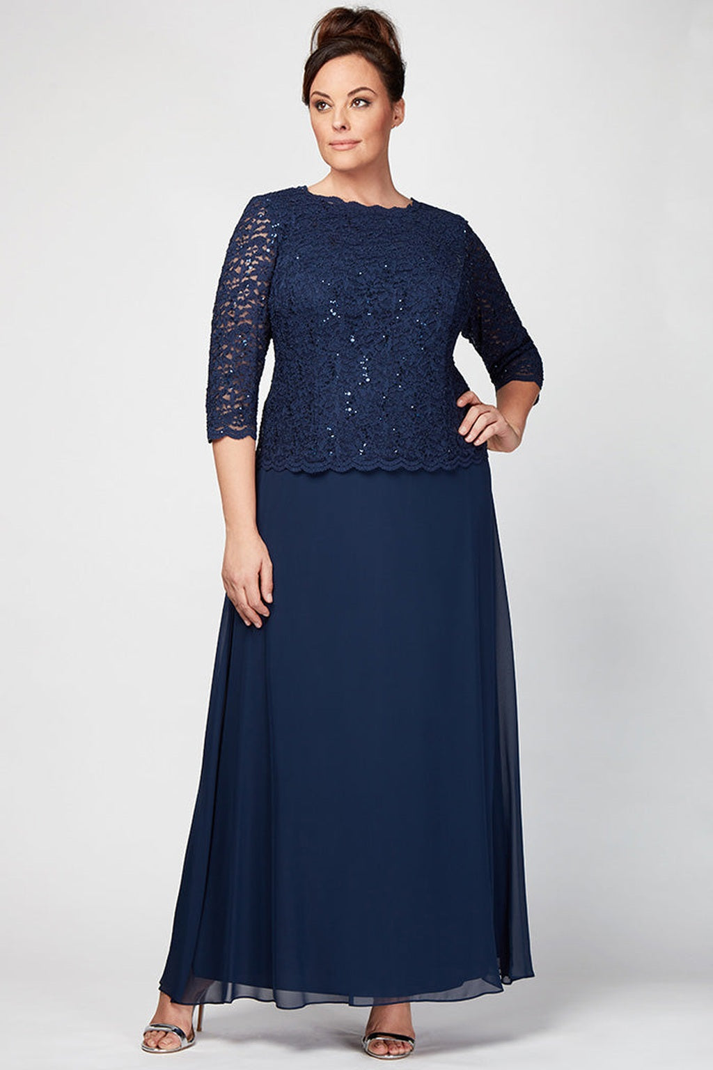Plus Juliet Sequin Lace & Chiffon Gown
