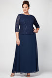 Plus Juliet Sequin Lace & Chiffon Gown