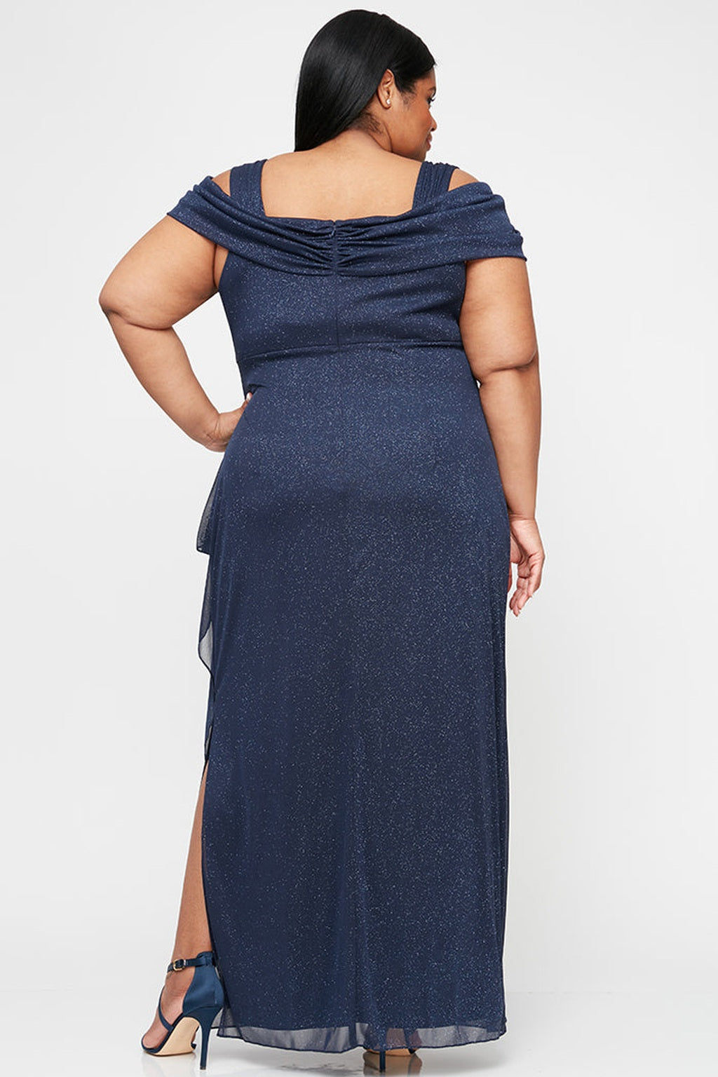 Plus Hannah Glitter Mesh Gown