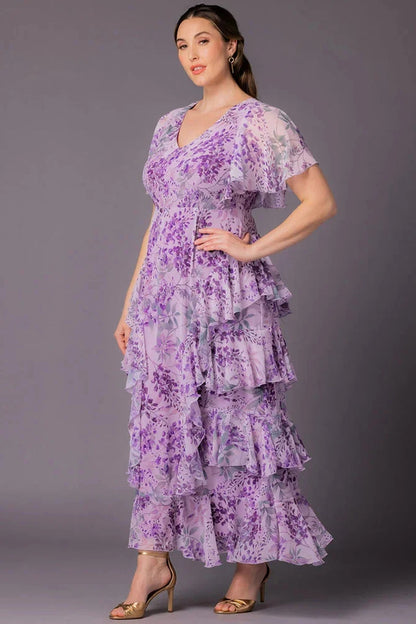 Tour de Flounce Chiffon Evening Gown