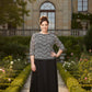 Plus Long Gown with Lace Bodice with Scalloped Hem and Chiffon Skirt