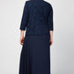 Plus Glitter Jacquard Knit Jacket Dress with Mandarin Neckline