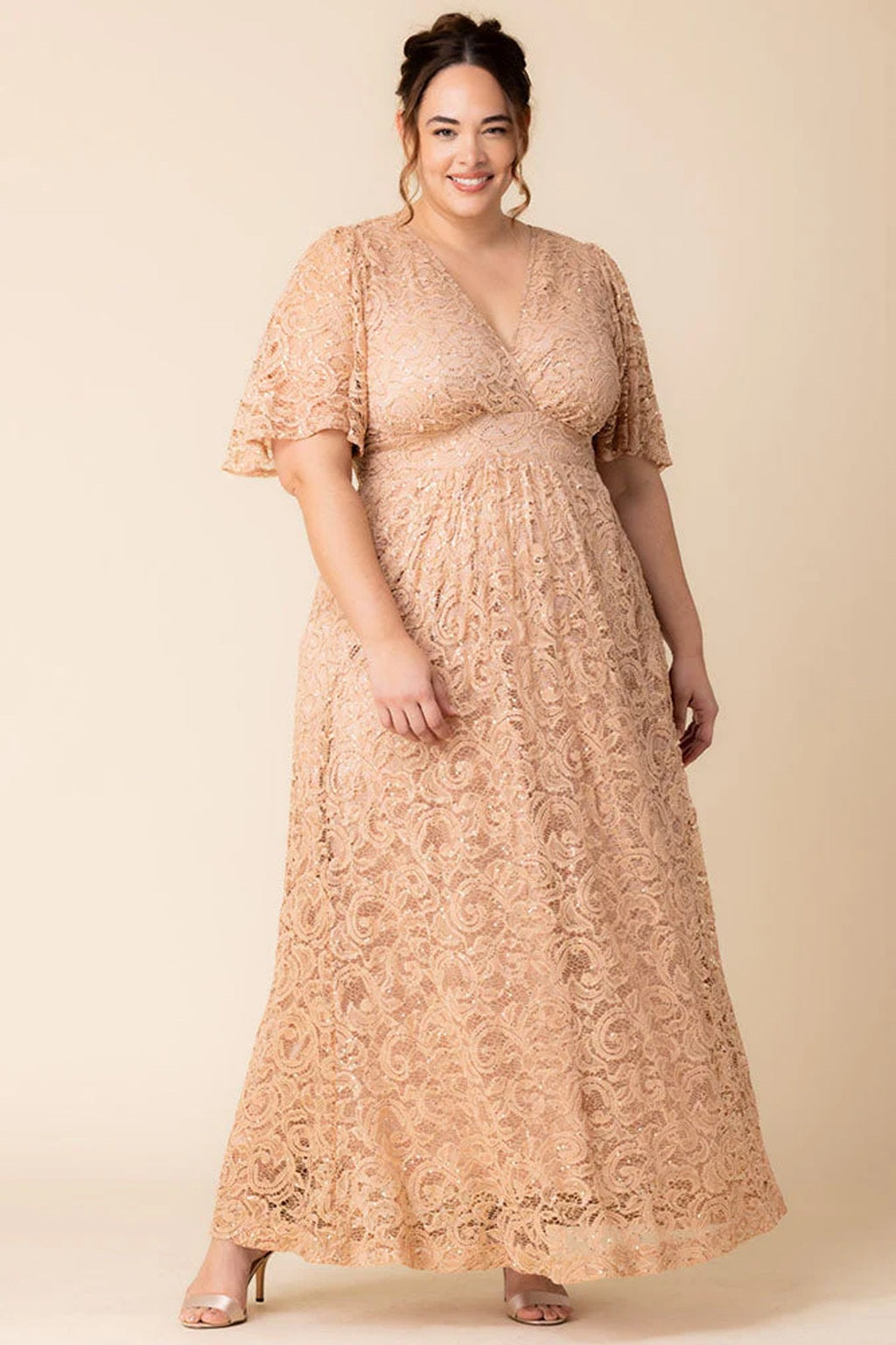 Luminous Sequin Lace Long Gown