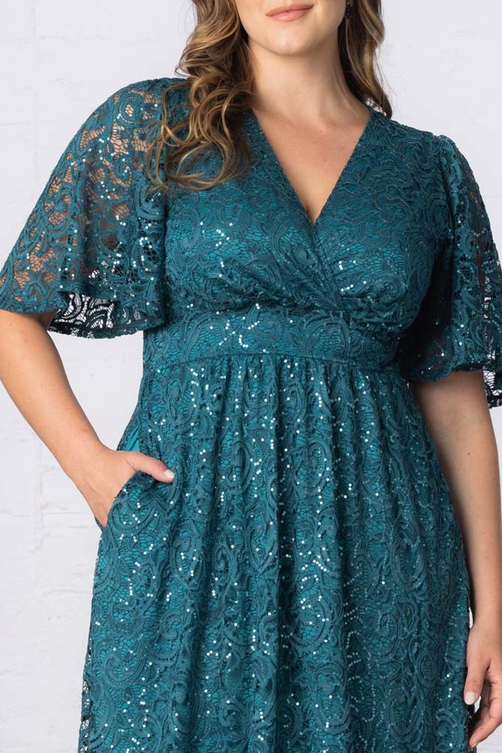 Starry Sequined Lace Cocktail Dress