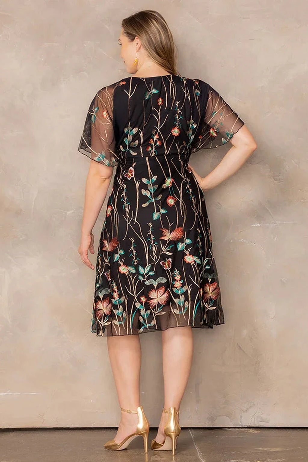 Sonnet Embroidered Midi Cocktail Dress