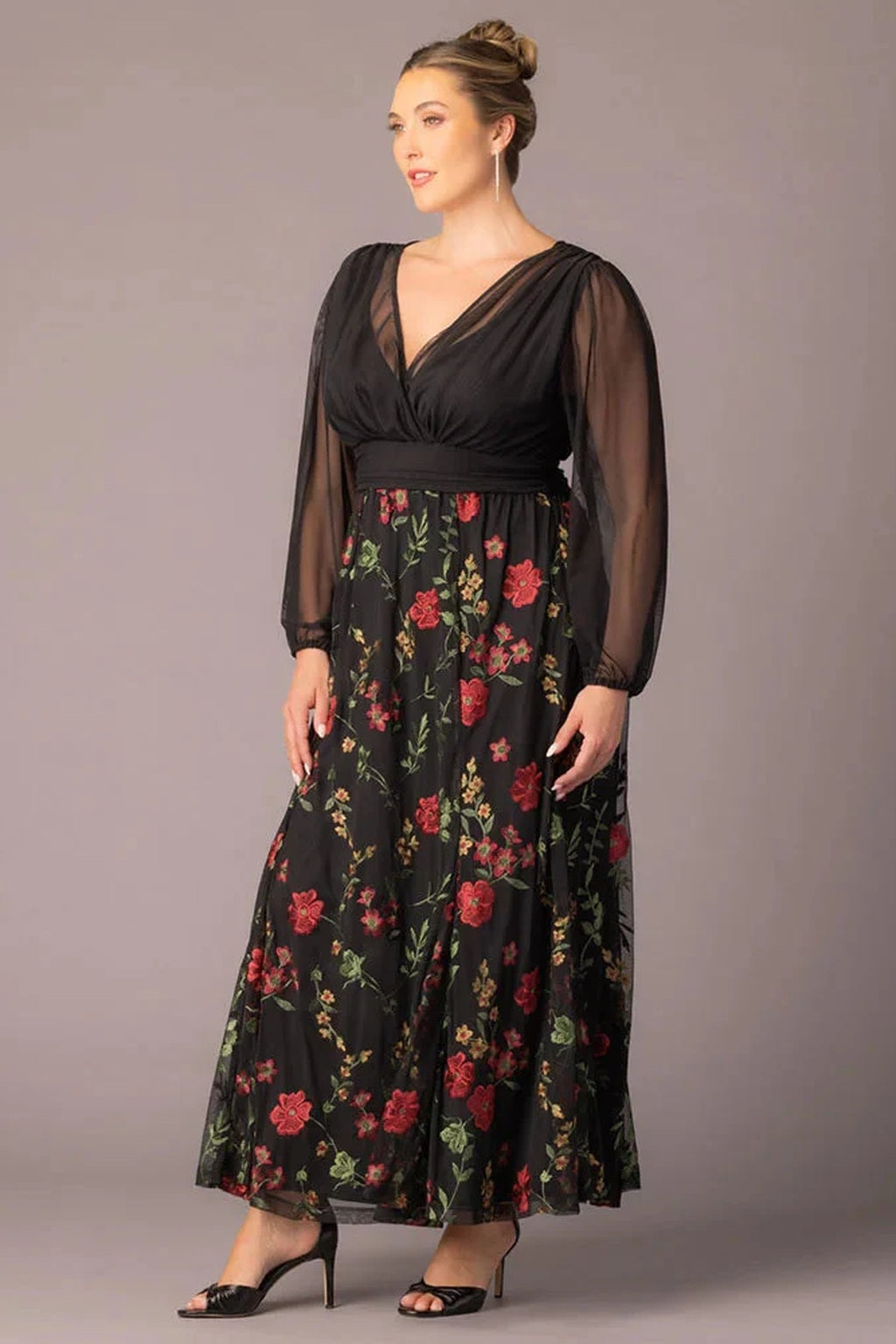Isabella Embroidered Mesh Gown