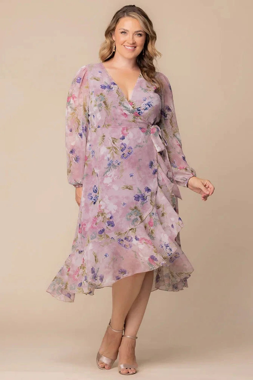 Clara Chiffon Long Sleeve Wrap Dress