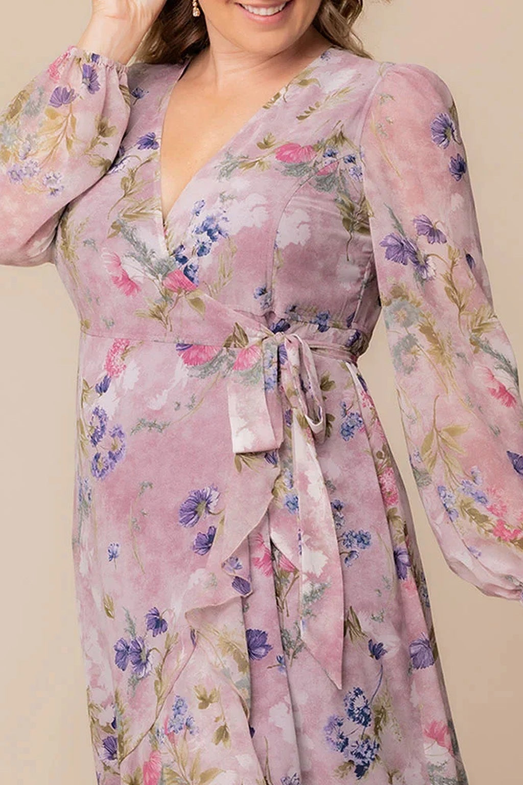 Clara Chiffon Long Sleeve Wrap Dress