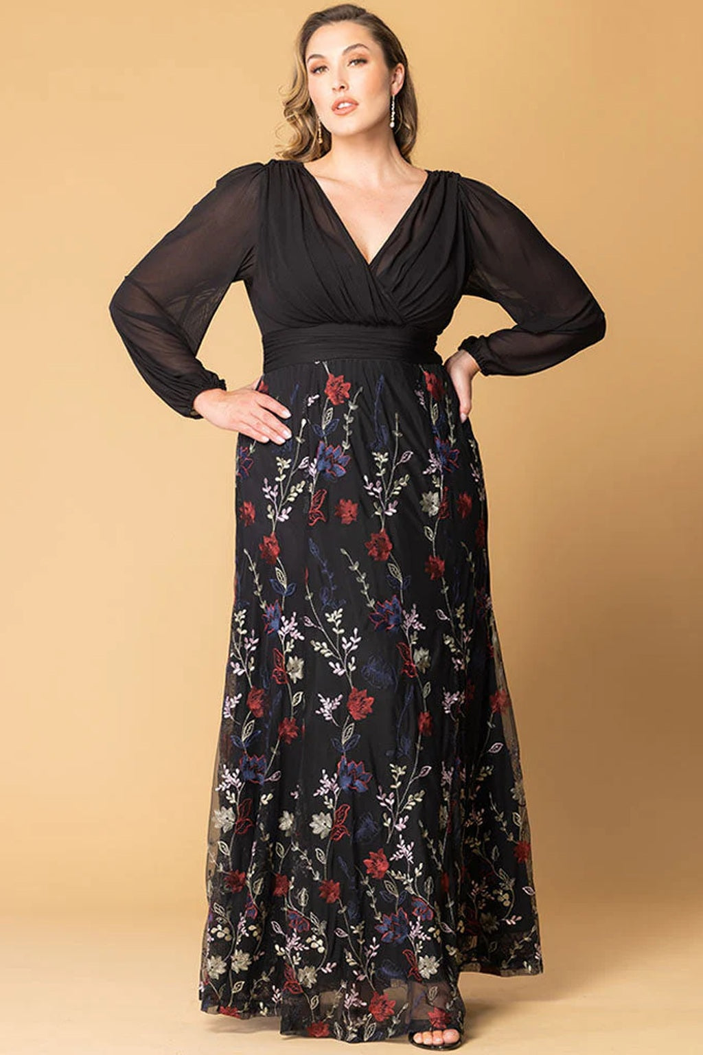 Isabella Embroidered Mesh Gown