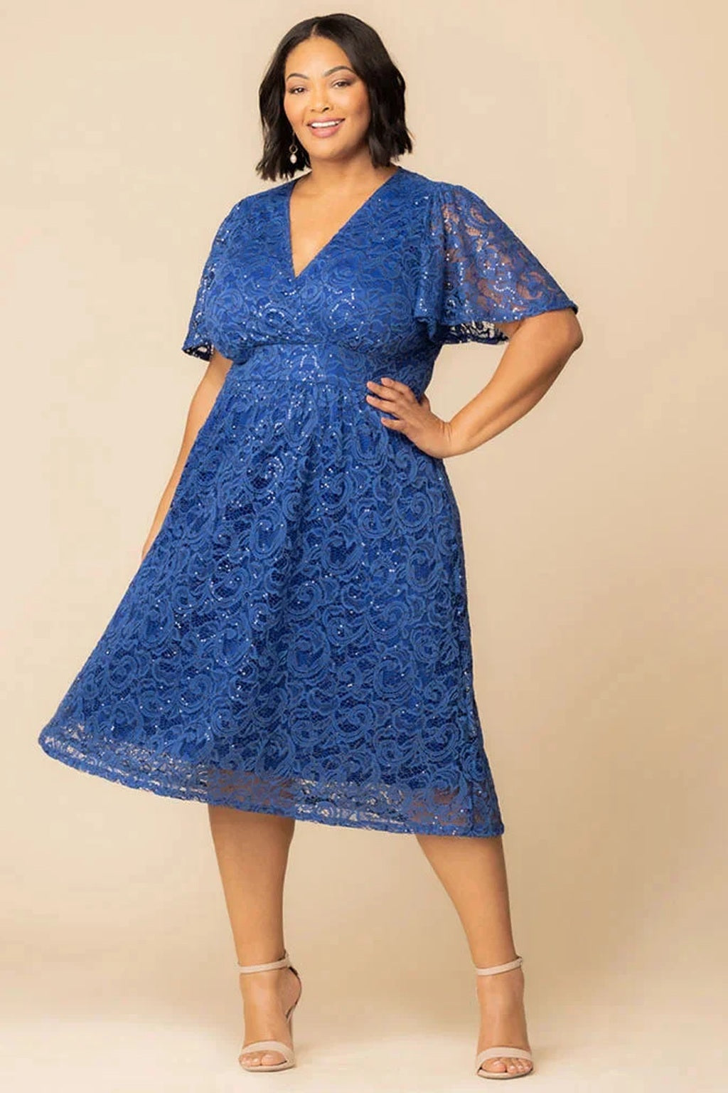 Starry Sequined Lace Cocktail Dress