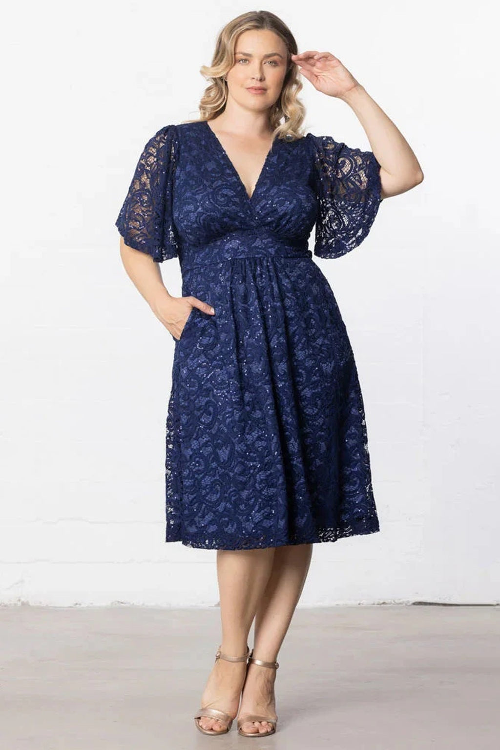 Starry Sequined Lace Cocktail Dress