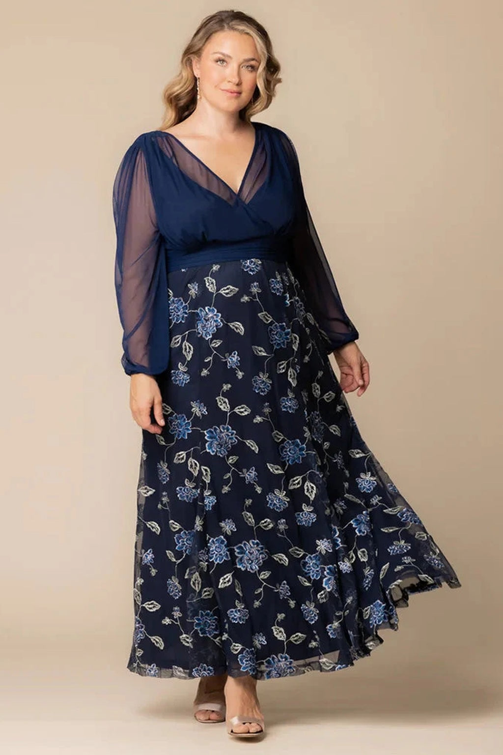 Isabella Embroidered Mesh Gown