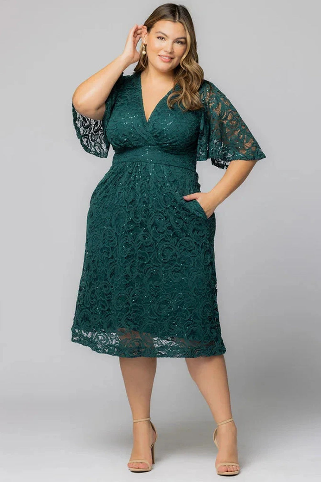 Starry Sequined Lace Cocktail Dress