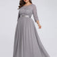 Simple Plus Size Lace Evening Dress with Half Sleeves