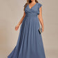 Plus Size Chiffon Pleated A-Line Back Cutout Bridesmaid Dress