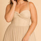 Ruched Satin Bridesmaid Dress with Open Back and Side Slit
