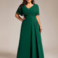 Plus Size High Slit V-Neck Empire Waist Chiffon Bridesmaid Dress