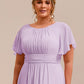 Plus Size Printed Chiffon Pleated Maxi Wedding Guest Dress