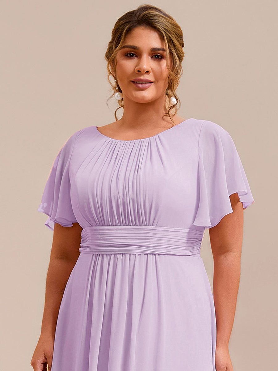 Plus Size Printed Chiffon Pleated Maxi Wedding Guest Dress