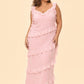 Plus Size Ruffle Maxi Bridesmaid Dress with Flowy Silhouette for Weddings and Formal Events