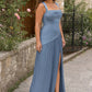 Plus Size Bridesmaid Dress with Pleated Satin and Lace Up Open Back