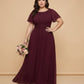 Petaline Plus Size Short Sleeve Chiffon Bridesmaid Dress N0322