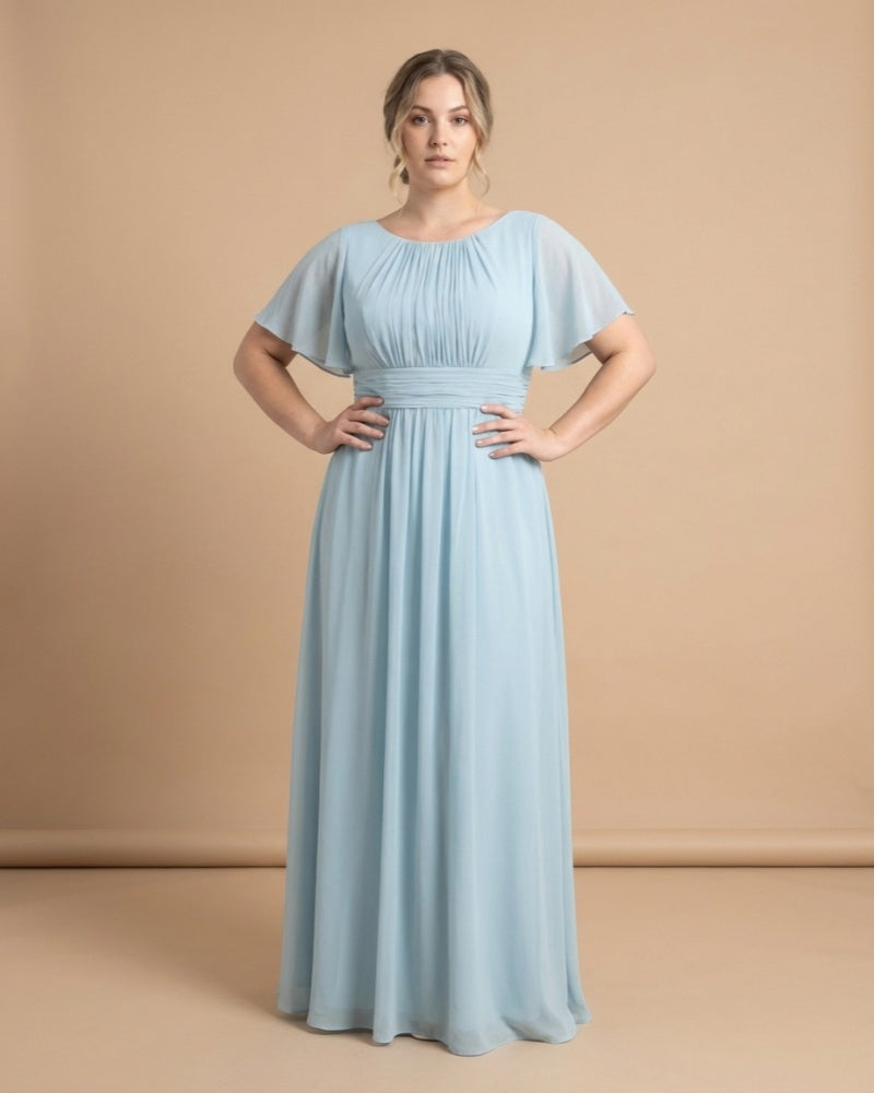 Petaline Elegant Plus Size Bridesmaid Dress with Pleated A-Line Silhouette N0323