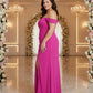 Elanthia Plus Size Off The Shoulder Mesh Bridesmaid Dress With Leg Slit For Wedding Party -N0346