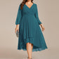 Plus Size Chiffon A-Line 3/4 Sleeves Asymmetrical Hem Wedding Guest Dress