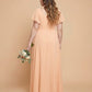 Avenleigh Plus Size Half Sleeve Pleated Chiffon A-Line Bridesmaid Dress for Wedding Party - N0338