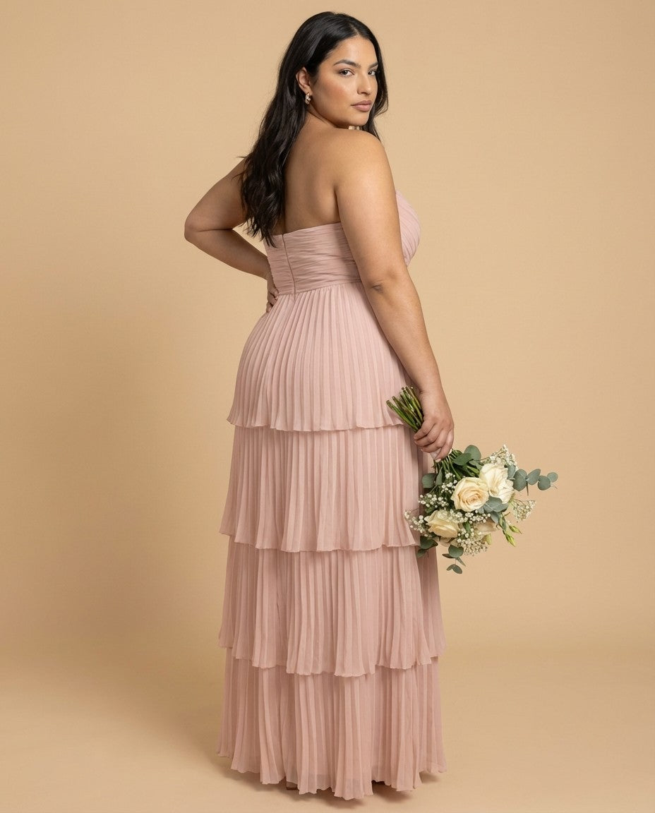 Chantarae Romantic Plus Size A Line Chiffon Bridesmaid Dress Sweetheart Floor Length Formal Gown For Wedding Guest Prom Wedding Events - N0372