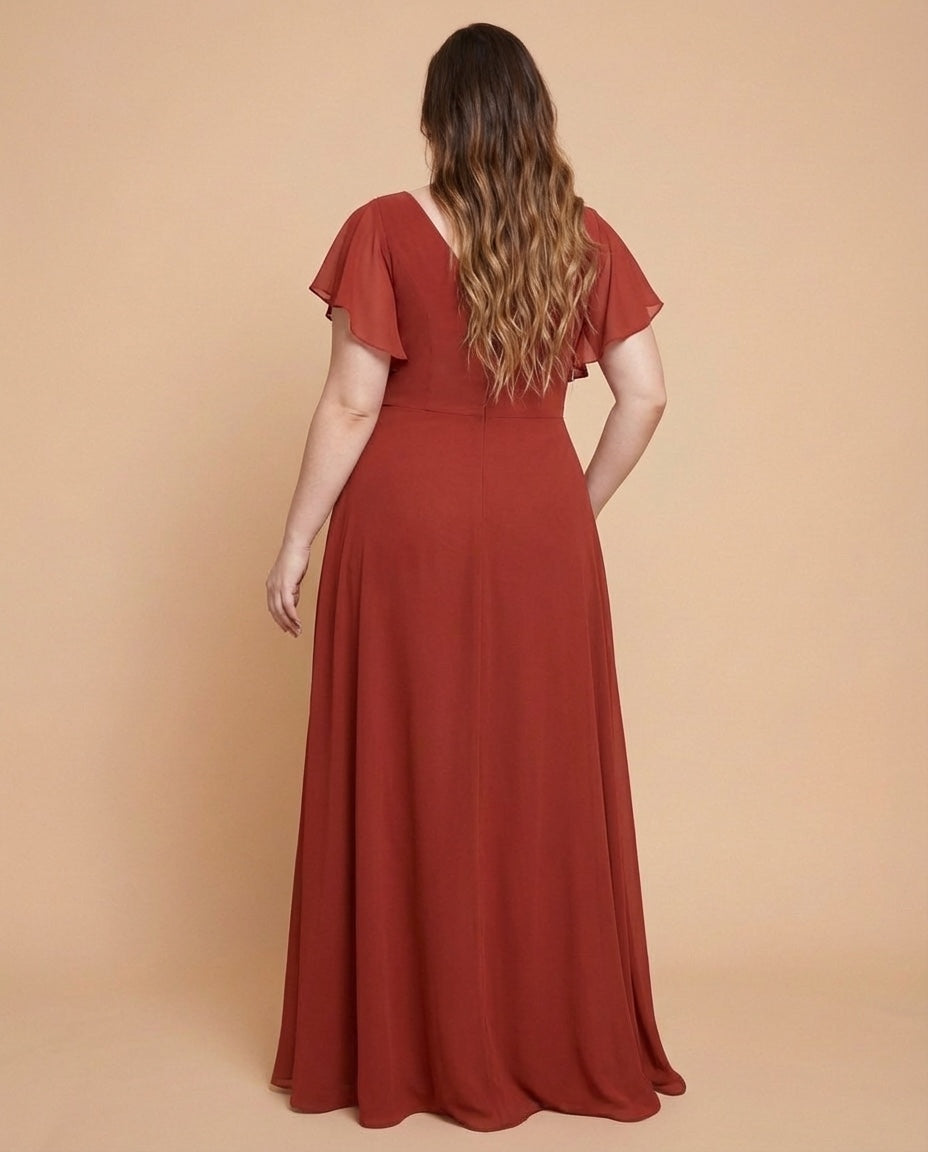 Avenleigh Timeless Chiffon A-Line Plus Size Bridesmaid Dress Ruched Waist - N0331