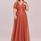 Women's Floor-Length Plus Size Formal Bridesmaid Dress with Short Sleeve
