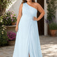 Floor-Length Chiffon Evening Gown with Single Shoulder and Side Slit
