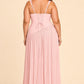 Plus Size Bridesmaid Dress with Pleated Satin and Lace Up Open Back