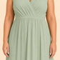 Elegant Plus Size Bridesmaid Dress with Lace Panel Back and Soft Pleats