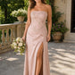 Plus Size Strapless Bridesmaid Dress with Mermaid Silhouette and Embroidered Bodice