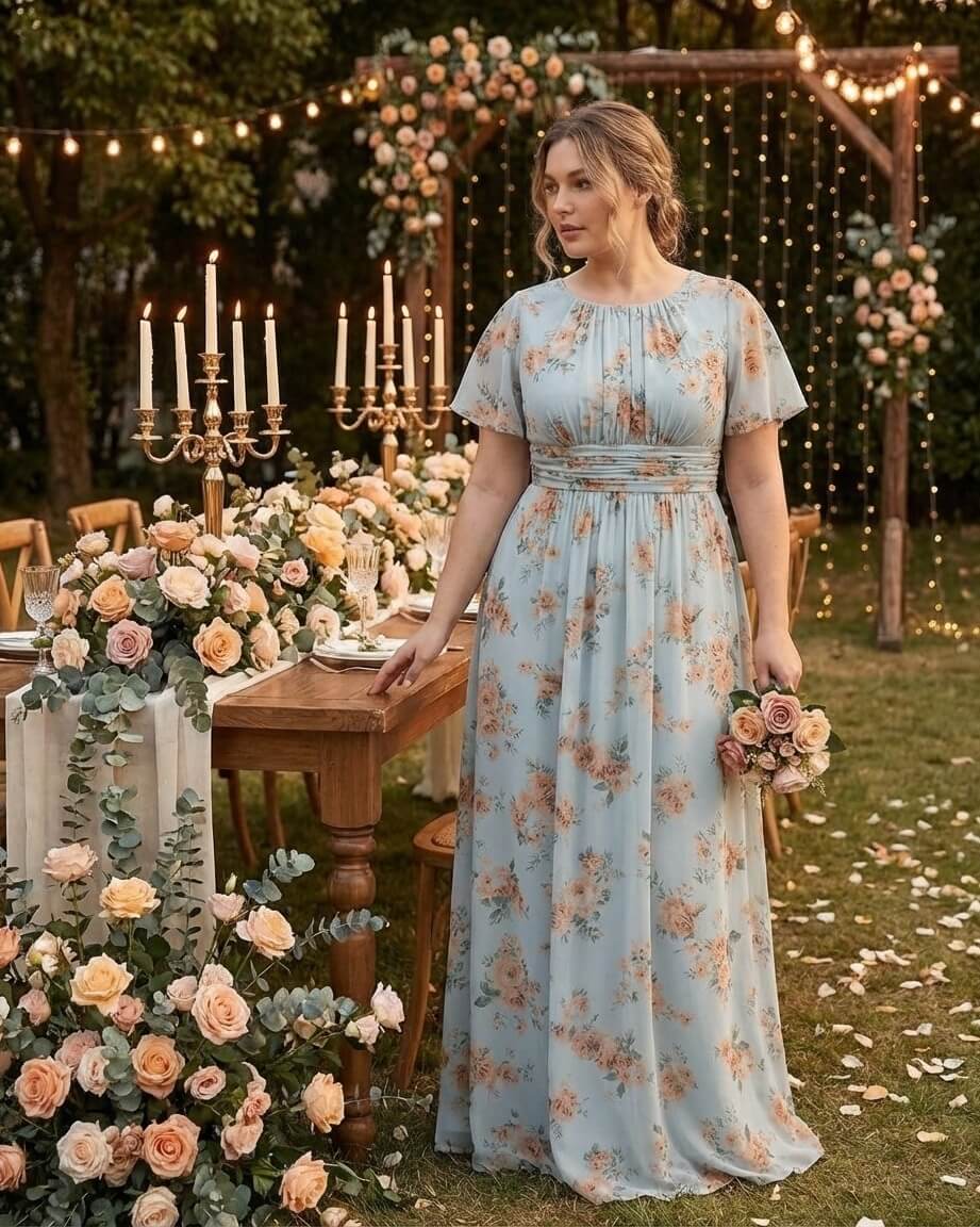 Petaline Minimalist Plus Size Bridesmaid Dress with Soft Pleats for Wedding N0325