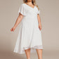 Plus Size Flowing Chiffon V-Neck Ruffle Sleeves Wedding Guest Dress