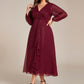 Plus Size Twist Knot Louts Leaf Long Sleeve A-Line Evening Dress