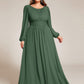 Plus Size See-Through Puff Sleeve Chiffon Mother Dress