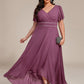 Plus Size V-Neck Rhinestone Waist Chiffon Maxi Formal Evening Dress