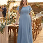 Avenleigh Plus Size Romantic A-Line Chiffon Bridesmaid Dress for Formal Wedding Events - N0336