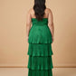 Chantarae Luxury Satin Strapless A-Line Plus Size Bridesmaid Dress with Ruffle -N0377