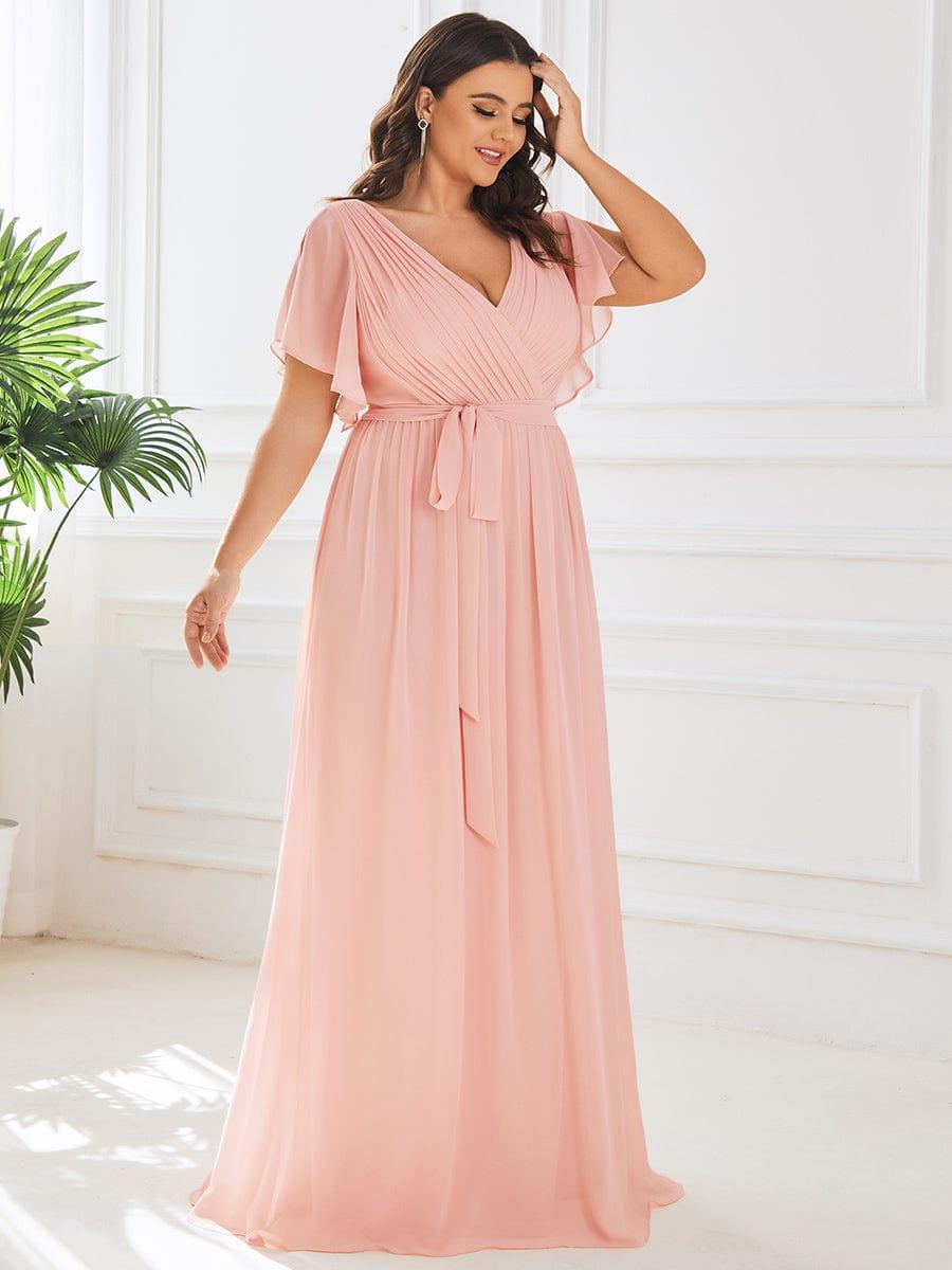 Plus Size Chiffon Tie-Waist Evening Dress
