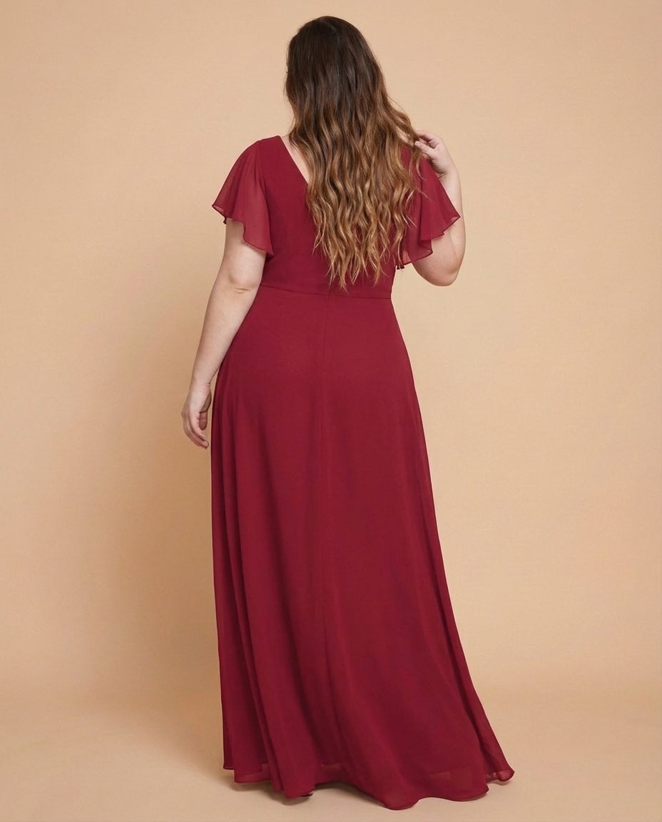 Avenleigh Timeless Chiffon A-Line Plus Size Bridesmaid Dress Ruched Waist - N0331