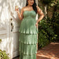 Chantarae Luxury Satin Strapless A-Line Plus Size Bridesmaid Dress with Ruffle -N0377