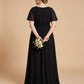 Petaline Plus Size Chiffon A-Line Bridesmaid Gown with Short Flutter Sleeves N0326