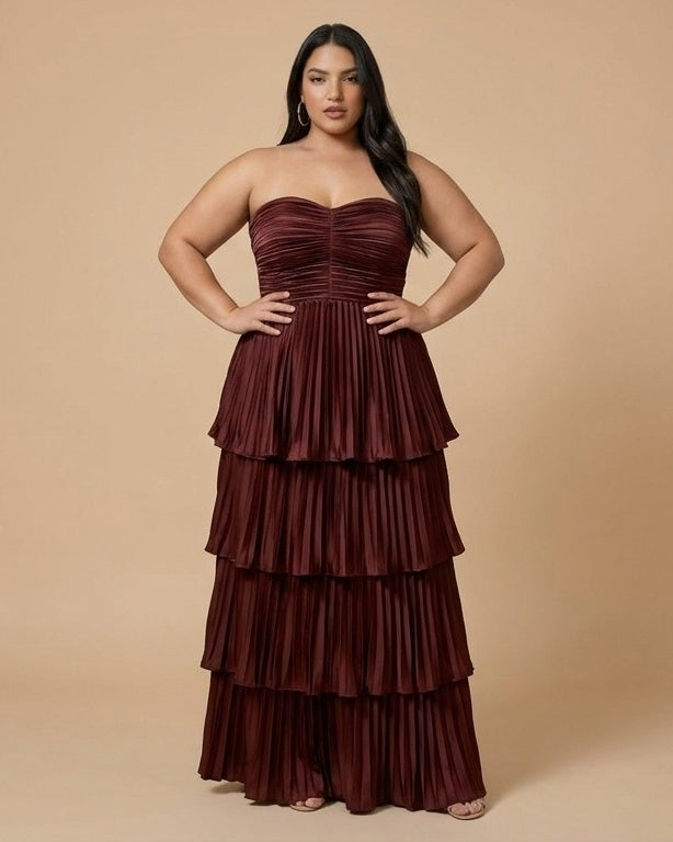 Chantarae Elegant Plus Size A-Line Satin Charmeuse Bridesmaid Dress - N0383