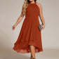 Flowy Plus Size Halter Neck Chiffon Midi Wedding Guest Dress